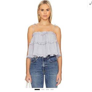 REVOLVE X Luella Ruffled Blue Blouse- Small